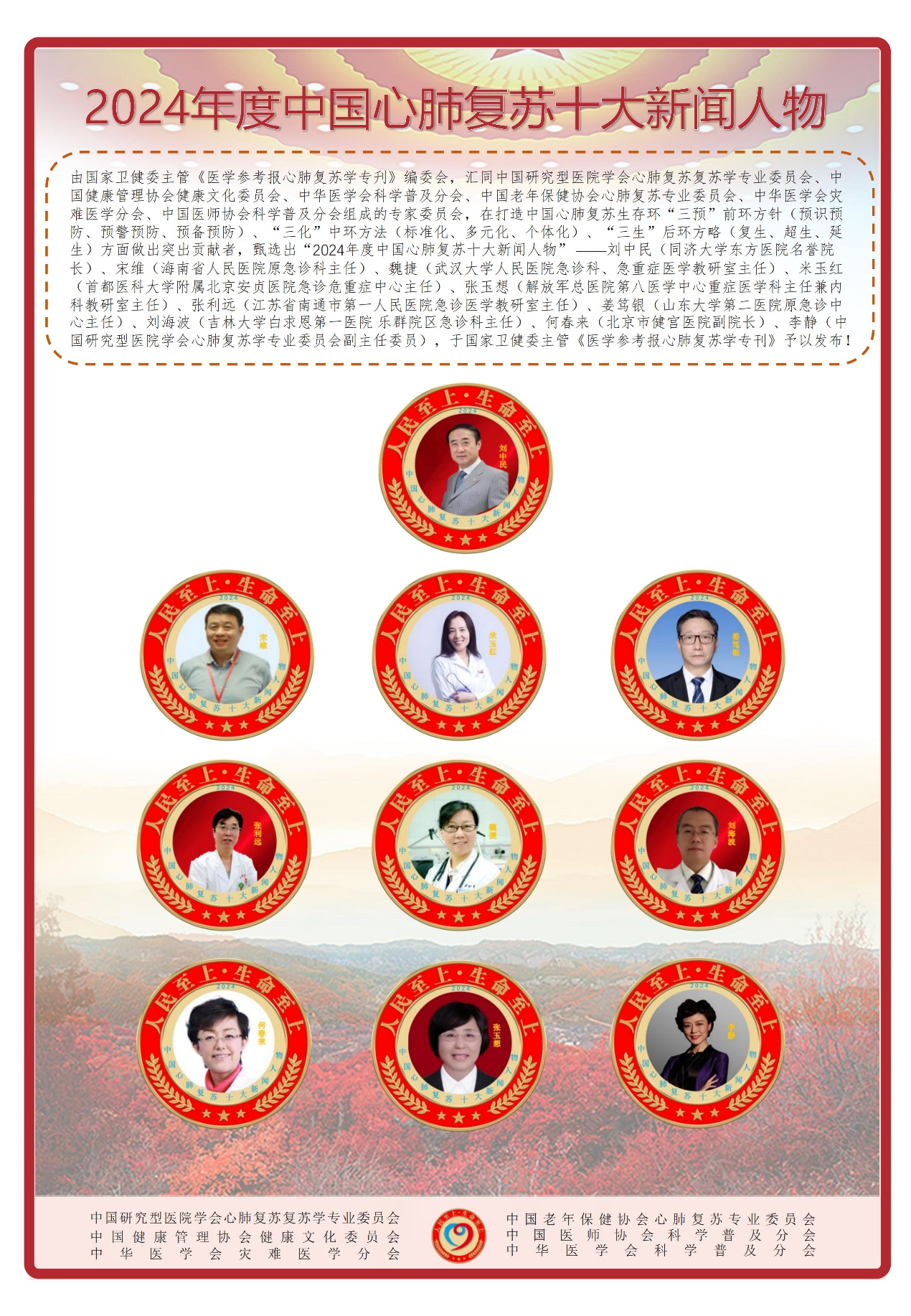吉大一院乐群院区急诊科主任刘海波入选 “2024年度中国心肺复苏十大新闻人物”